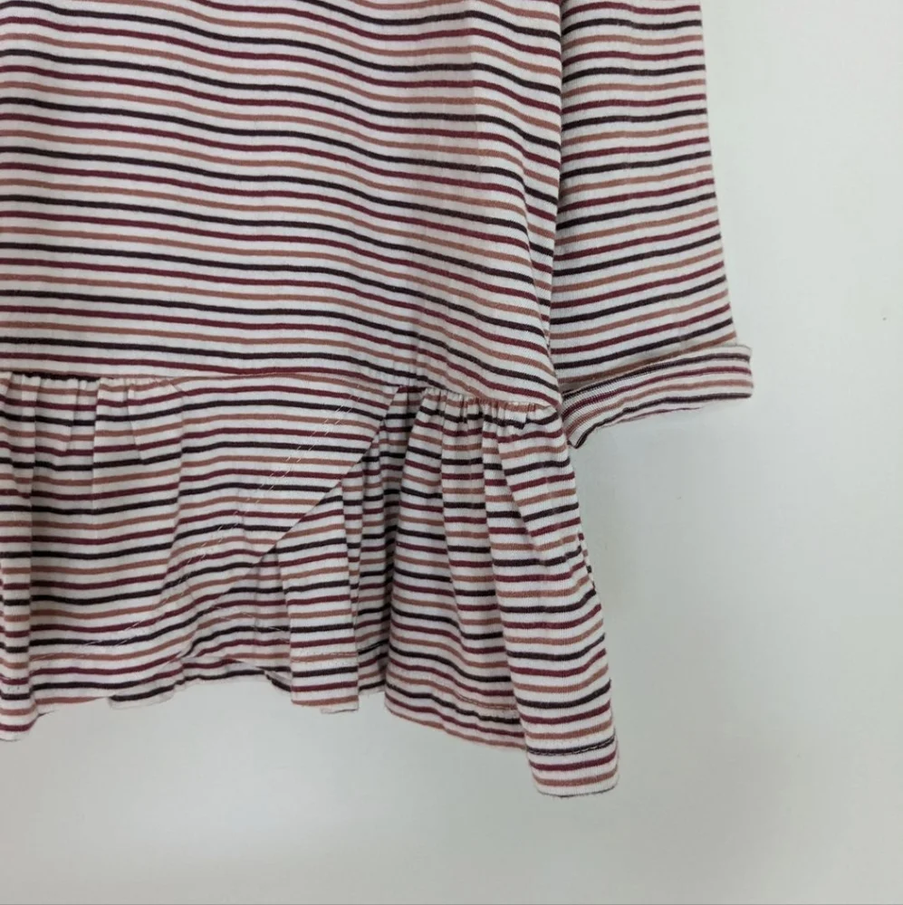 NWT Downeast Burgundy Striped Ruffle Hem Shirt - Picture 3 of 6